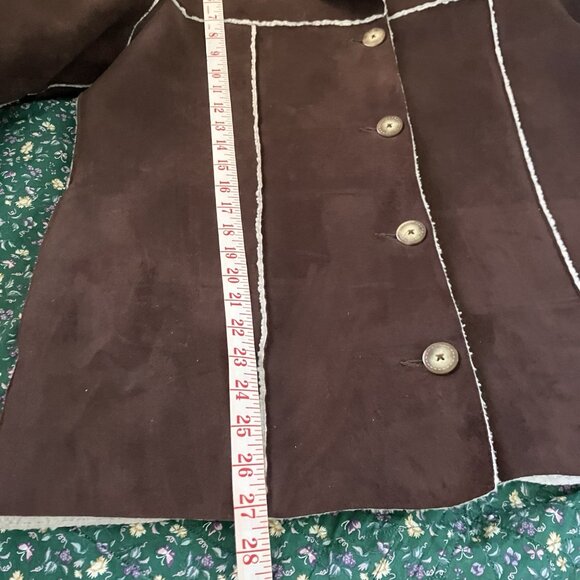 Vintage Northern Reflections Faux Sherpa Brown Jacket Womens L Aviator Shearling - Picture 6 of 7